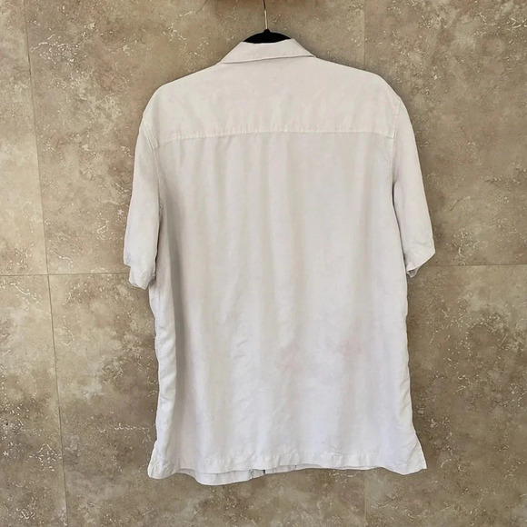 Jimmy Jamaica Men’s 100% Silk Shirt Short Sleeve Button Up Cream Size M - Picture 3 of 10